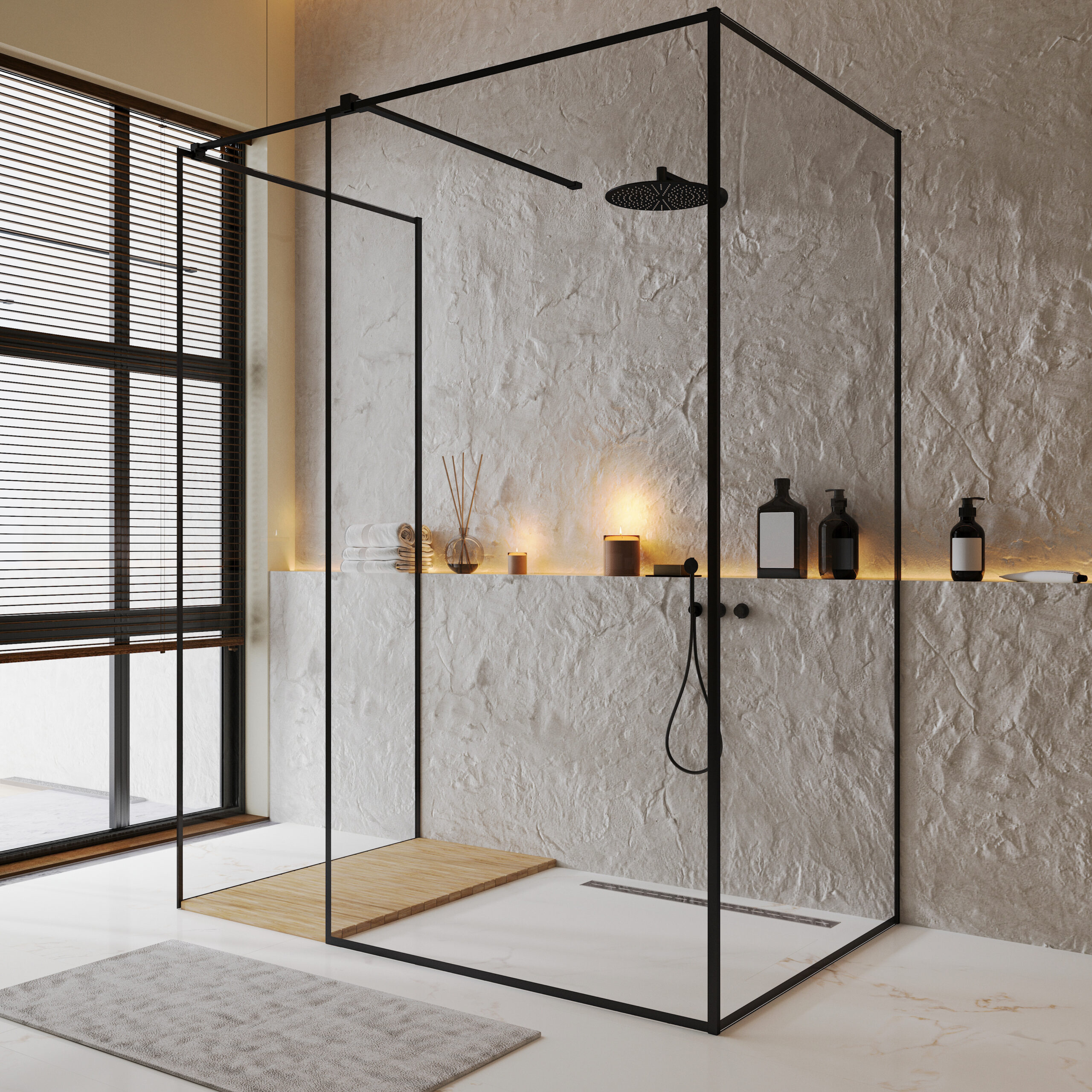 manudemesmaeker inloopdouche zwart frame